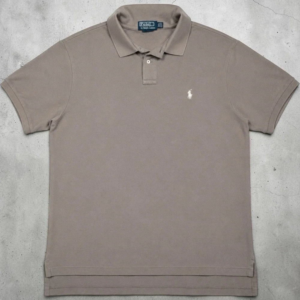 Polo Ralph Lauren Mens Polo Shirt XXL Custom Fit Gray Taupe Pony Short Sleeve